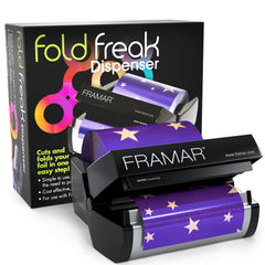 Framar Fold Freak Dispenser montre l'ouverture du rouleau aluminium pour des longueurs sur mesure.
