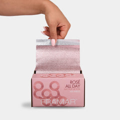 FRAMAR Rosé: feuilles aluminium embossées pour mèches nettes et faciles à manipuler.