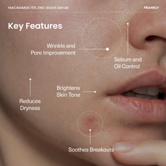 Texture légère FRANKLY Niacinamide 15% fini mat sans huile.