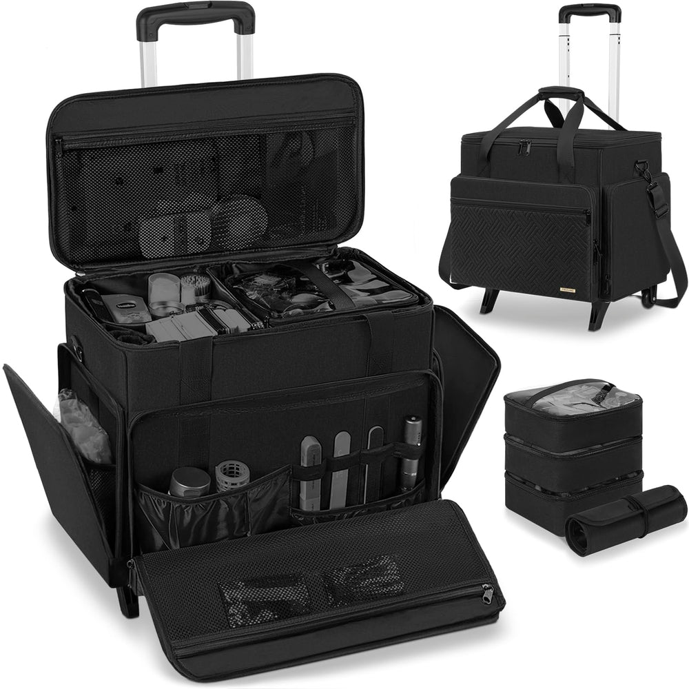 Valise roulante FREEAMG de maquillage avec grande capacité pour professionnels en déplacement
