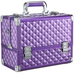 FRENESSA coffre maquillage violet avec 6 tiroirs, rangement pratique en voyage.