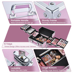 Frenessa coffre-maquillage portable avec poignée, transport facile lors des déplacements.