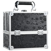 FreNessa mallette maquillage noire fleuri prête au voyage et transportable.