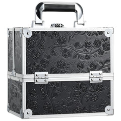 FreNessa mallette maquillage noire fleuri prête au voyage et transportable.
