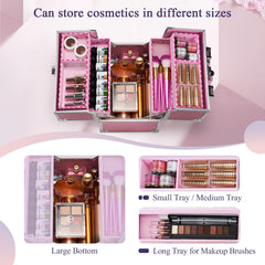 Coffret FRENESSA Mermaid Rose, 4 tiroirs pratiques pour organiser le maquillage.