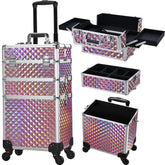 Frenessa trolley maquillage glitter rose, roulante pour rangement efficace.