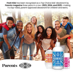 Fresh Kidz senteur vanille-pamplemousse-jasmin, parfum léger pour la journée scolaire.