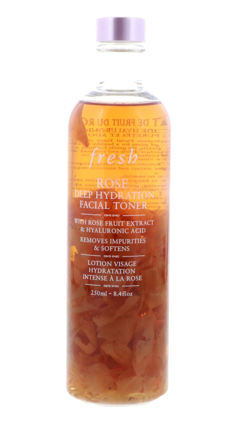 Fresh tonique rose pétales en bouteille : hydratation douce et peau plus lisse.