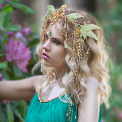 Freshme couronne fee ailes papillon vertes, parfaite pour une ambiance féerique.