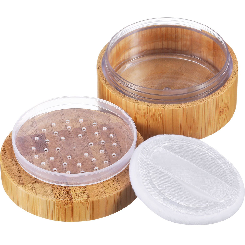 Frienda boîte-poudre bambou 30ml, rangement compact et durable pour le maquillage.