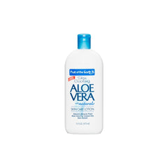 Marque Fruit of the Earth Aloe Vera Lotion, flacon avec bouchon basculant prêt à hydrater la peau.