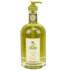 Savon pour les mains Fruits et Passion Cucina en flacon verre avec pompe, lavage doux.