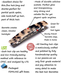 Barrette Fsmiling en acétate ecaille tortue claire, fixation légère et efficace.