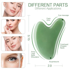 FUANKANG Gua Sha grattage-visage-pierre-verte facilite le drainage et apaise le teint.
