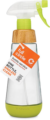 Flacon pulvérisateur Full Circle en verre 16oz prêt à être rechargé pour usage durable.