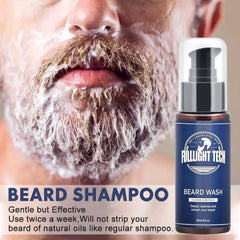 Shampoo barbe FullLight Tech – nettoie sans dépouiller les huiles naturelles.