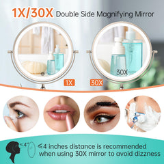 Miroir FUNTOUCH bras extensible et rotation à 360° pour angles faciles.