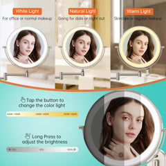 Miroir FUNTOUCH éclairage 3 couleurs pour vérifier le look sous différents éclairages.