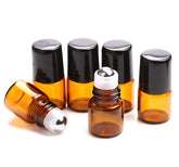 Furnido Bouteille à rouleau en ambre 1ml pour huiles essentielles, application précise.