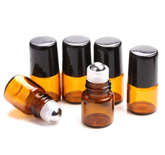 Furnido Bouteille à rouleau en ambre 1ml pour huiles essentielles, application précise.