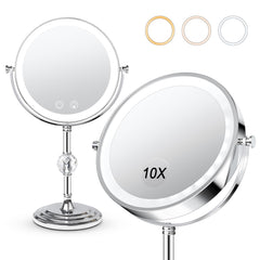Miroir Fursourige avec 1x et 10x pour les détails du visage et soins précis.