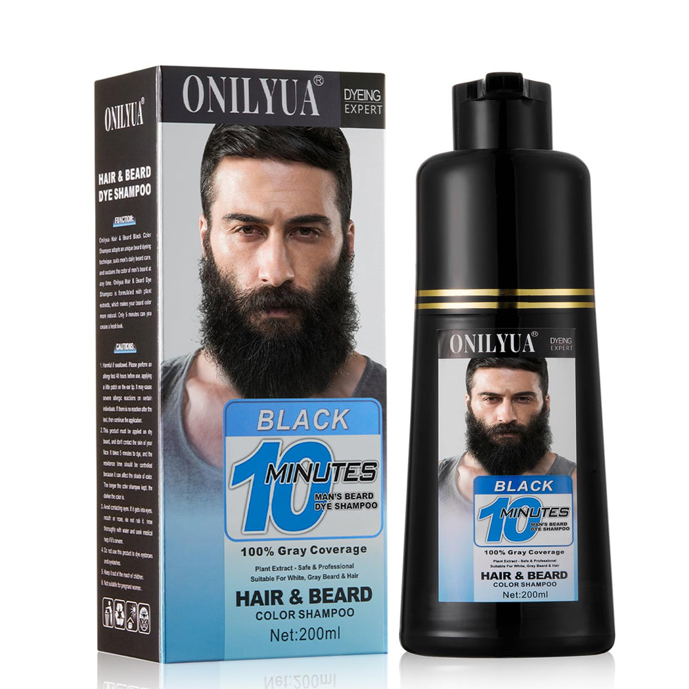 Teinture Fvquhvo pour barbe noire appliquée rapidement en 10 minutes, couverture des gris