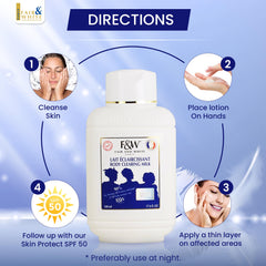 Texture onctueuse du lait F&W pour peau sèche et sensible.
