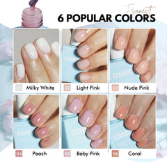Échantillons FZANEST Gel base nude rose pâle, aperçu des teintes neutres.
