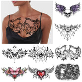 Tatouages Gabizafia sur poitrine et dos, style audacieux et durable.