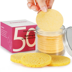 Gainwell éponge visage compressée dans une boîte de rangement pratique pour une hygiène optimisée.