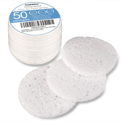 GAINWELL éponge visage ronde en cellulose, idéale pour nettoyage quotidien en douceur.