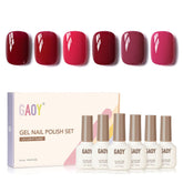 GAOY Berry Collection gel nail polish bottles array for DIY home manicures.