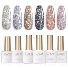 GAOY Chrome Platinum Glitter vernis noir, fini brillant pour manucure à domicile durable.