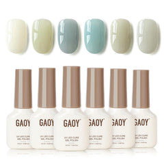 GAOY Coastal Breeze milky pink mist gel polish for a creamy, translucent manicure.
