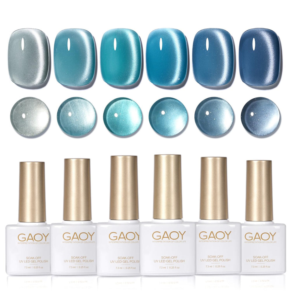 GAOY ensemble œil-chat bleu : aimant et vernis pour motifs œil-chat avant la cure.