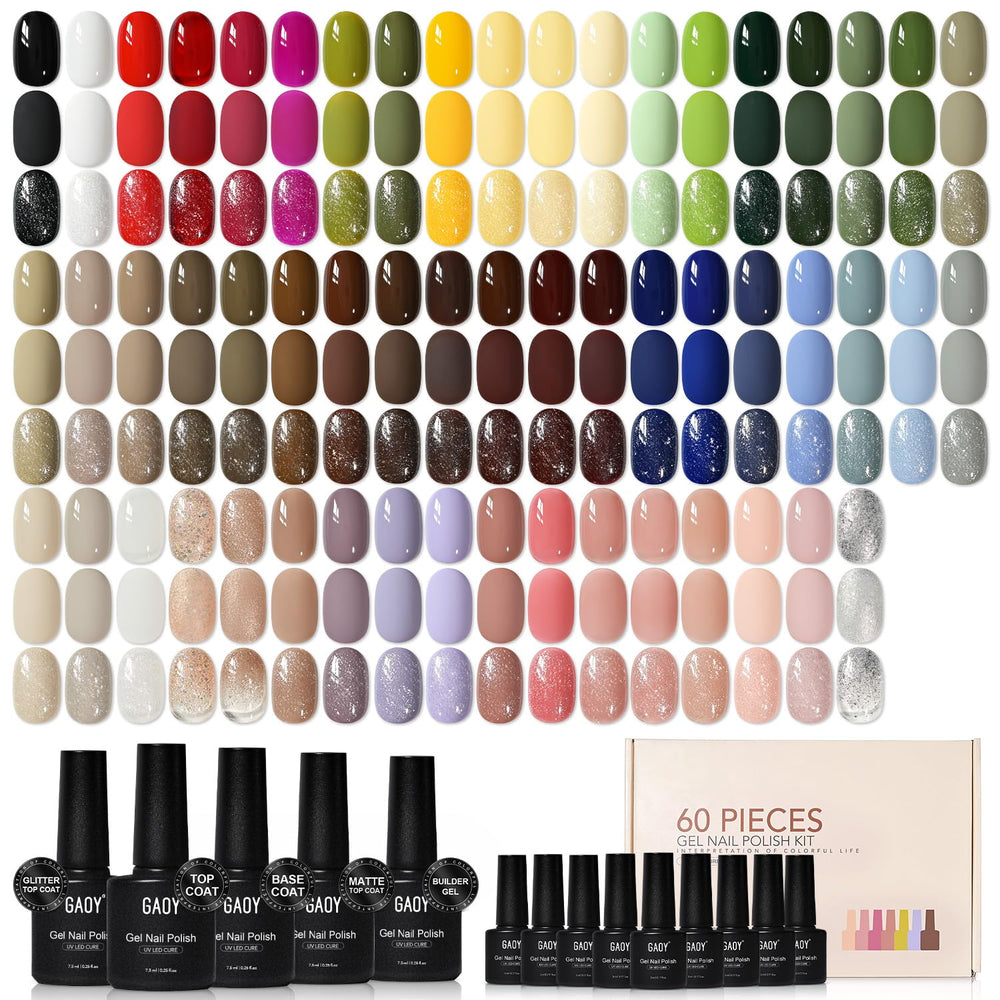 GAOY ensemble vernis gel 60 pièces avec 55 couleurs variées