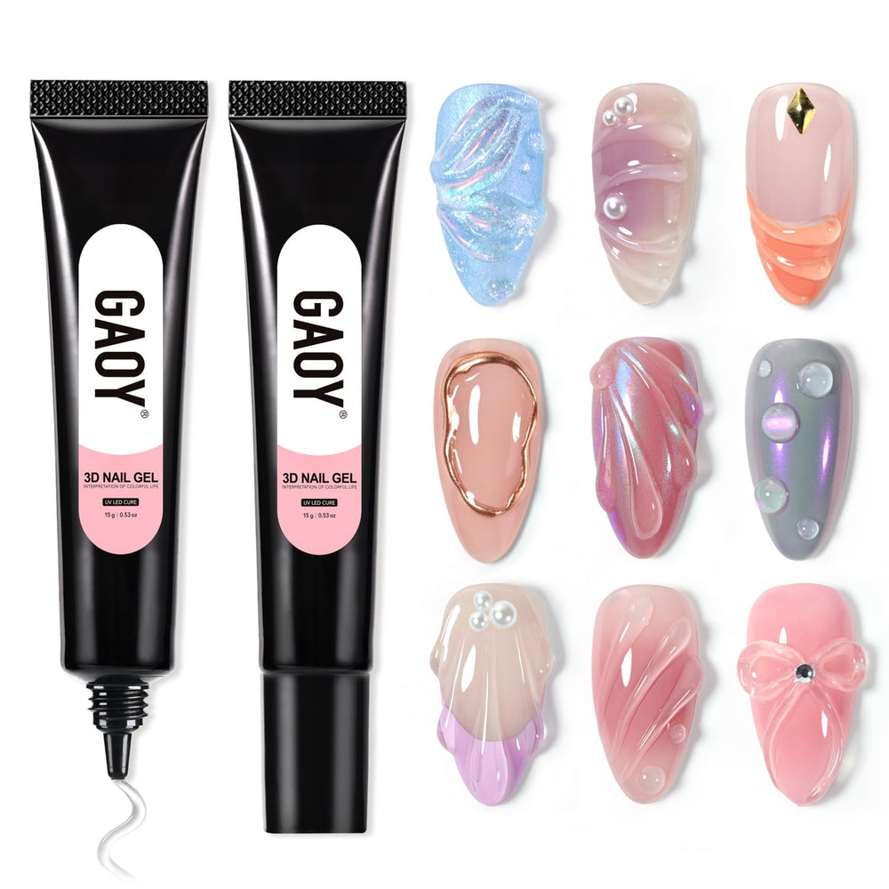 GAOY gel ongles 3D transparent, sculpture nette et effet clair.