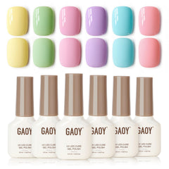 GAOY Gel Pastel Rose : flacon rose, finition brillante et tenue longue durée.