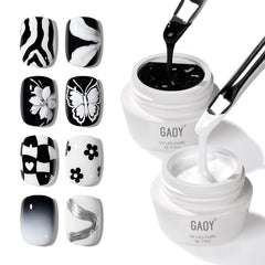 GAOY Gel noir et blanc – lignes fines nettes pour l'art des ongles