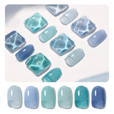 GAOY Jelly Blue gel nail polish set with bottles in a row for at home nail art