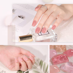 GAOY Jelly Nude Pink swatch board showing sheer-to-opaque layering options.