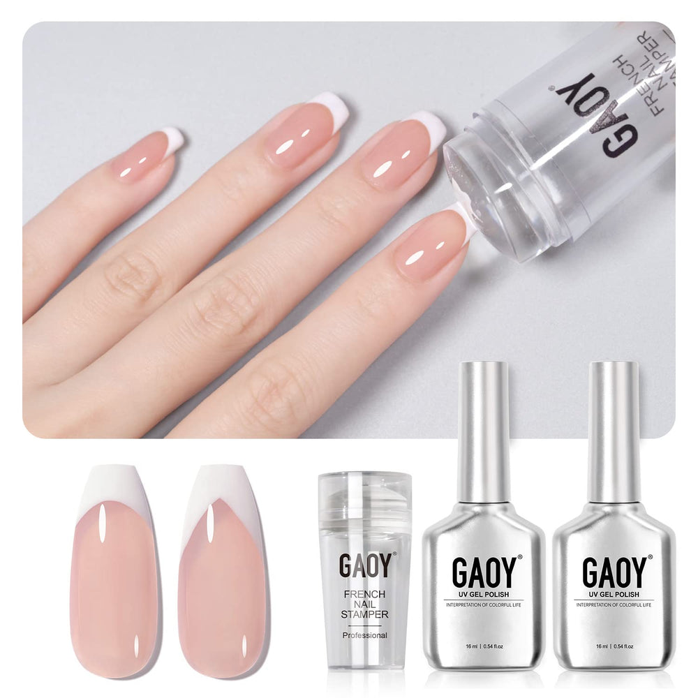 GAOY kit stamper démontrant une manucure française rapide et précise