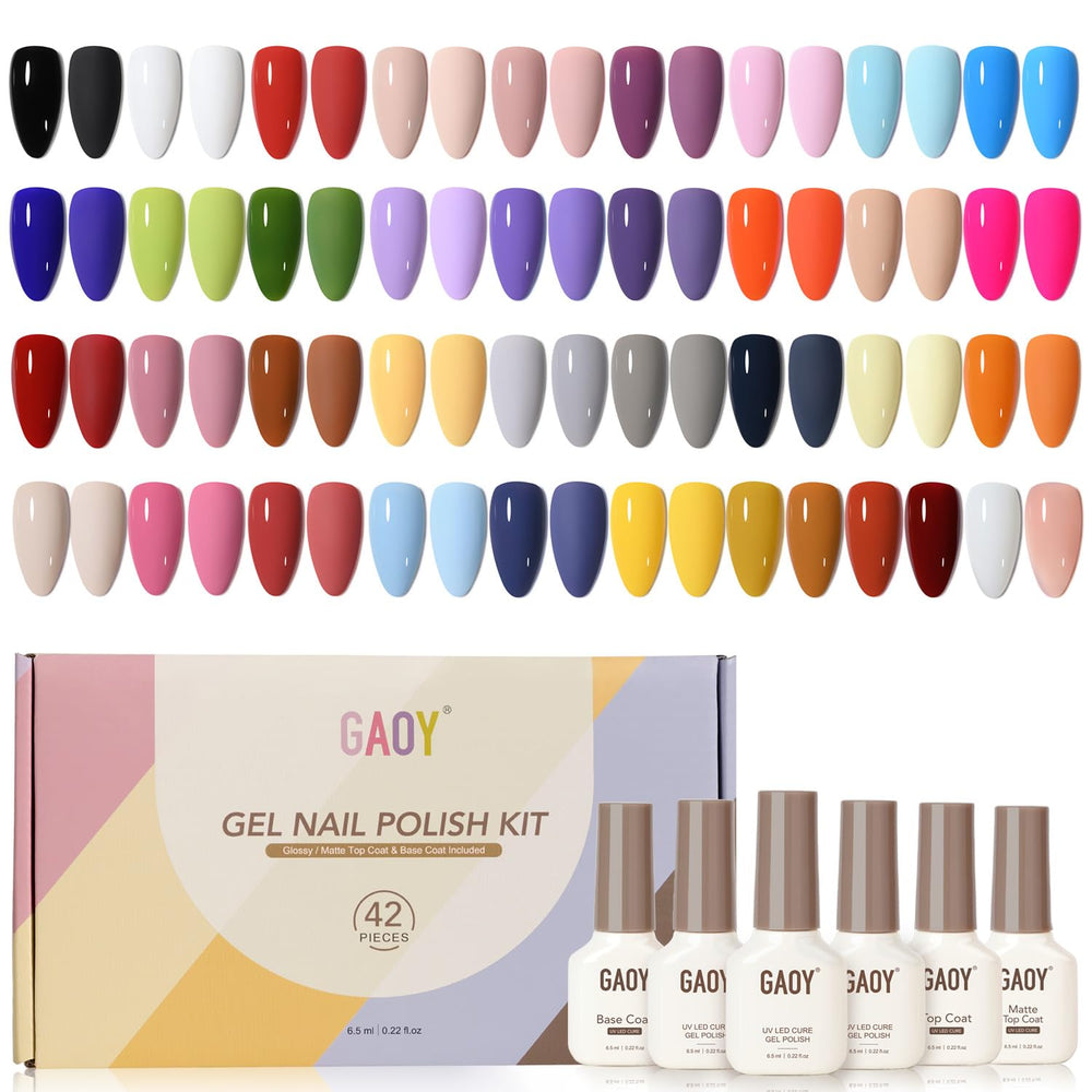 GAOY kit vernis gel 42 pièces – palette colorée pour manucure durable à domicile