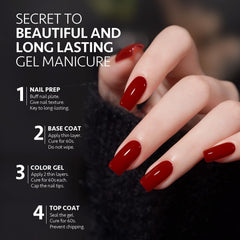 GAOY long-lasting gel finish up to four weeks with proper base and top coat.