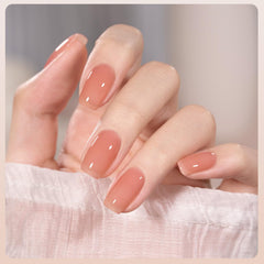 GAOY Milky Jelly Nude cured with UV lamp for salon-grade results at home.