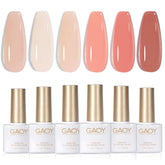 GAOY milky pink jelly nude bottle showing translucent shades for at-home gel nails.