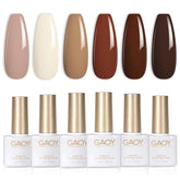 GAOY Nude Brown Fall White gel polish for glossy, salon-quality nails