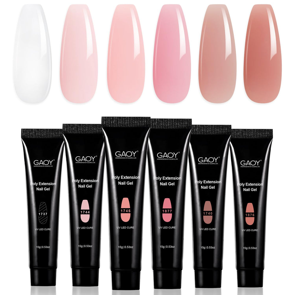 GAOY Poly Gel rose nude, palette complète pour des ongles durables et faciles à modeler.