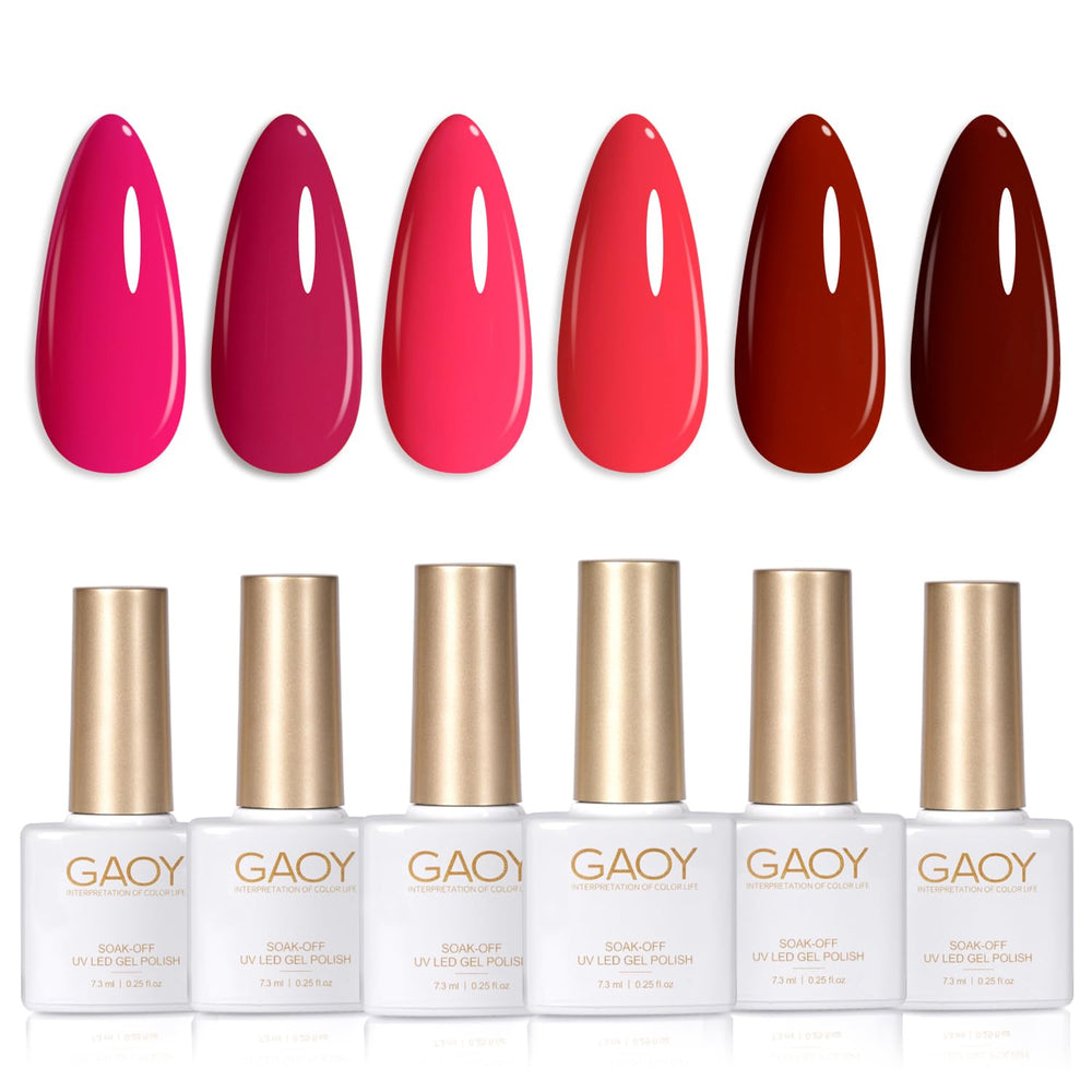 GAOY Red Hot Pink neon gel polish color 1 for glossy at-home nails