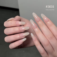 GAOY gel rose pâle transparent, finition jelly pour une manucure légère et chic.